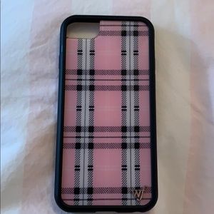 Wildflower pink plaid iPhone case